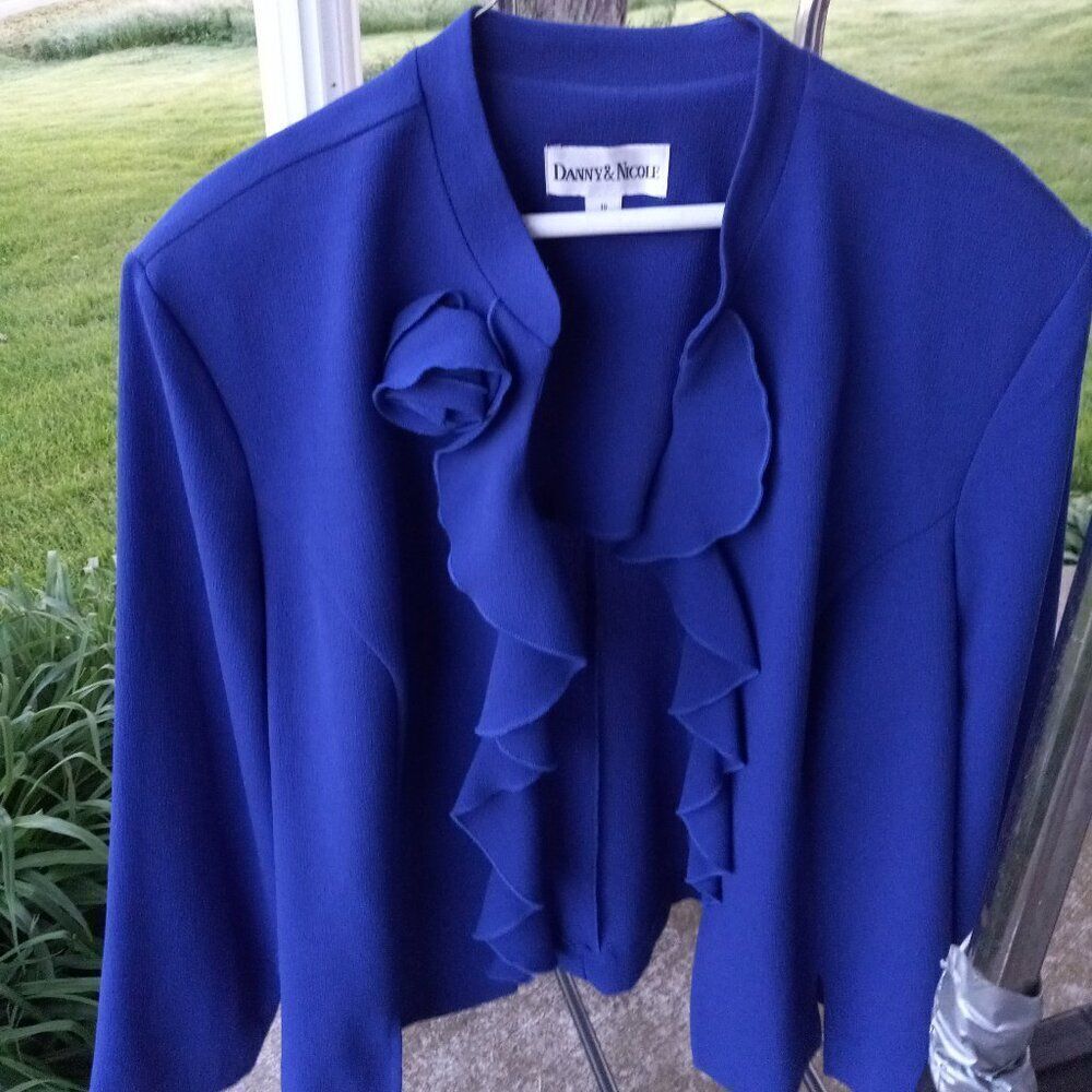 Danny & Nicole Lightweight Blue Ruffle/Flower Blazer/Jacket Cottagecore